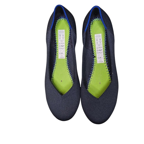 Rothy's The Flat Navy Blue Rounded Toe Knit Ballet Flats Comfortable Womens - Picture 8 of 11